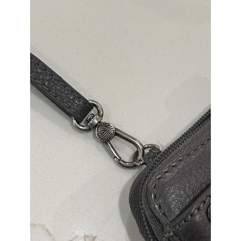 The Sak Iris Large Smartphone Crossbody Wristlet Gray Leather Studded